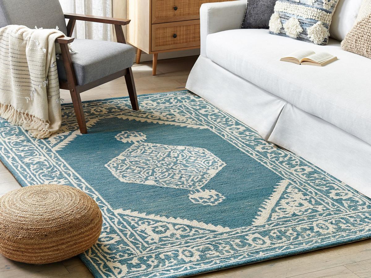 KURZFLOR-TEPPICH Gevas 200/140 cm - Blau, Textil (140/200cm) - Beliani