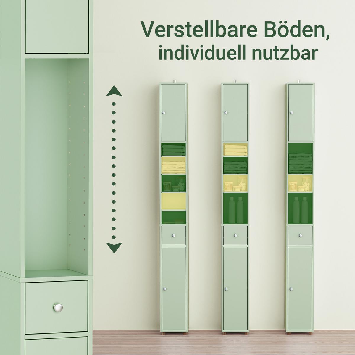 HOCHSCHRANK schmal Hellgrün - Hellgrün, Holzwerkstoff (20/180/20cm) - SoBuy