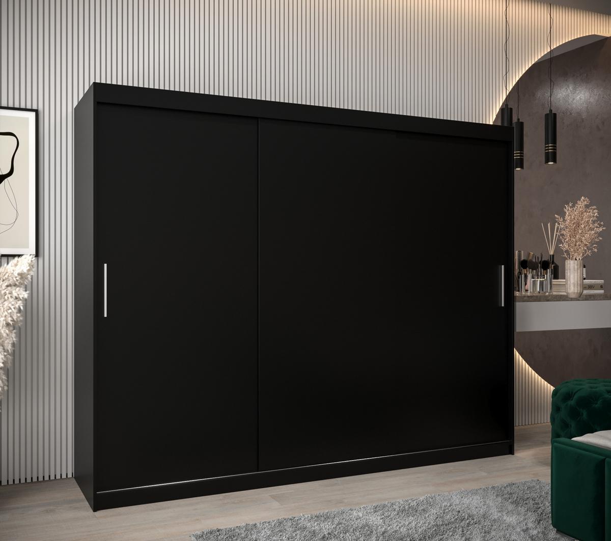 SCHIEBETÜRENSCHRANK TOKYO 200/250/62 3-türig - Silberfarben/Schwarz, Holz/Kunststoff (250/200/62cm) - MÖBEL KRYSPOL
