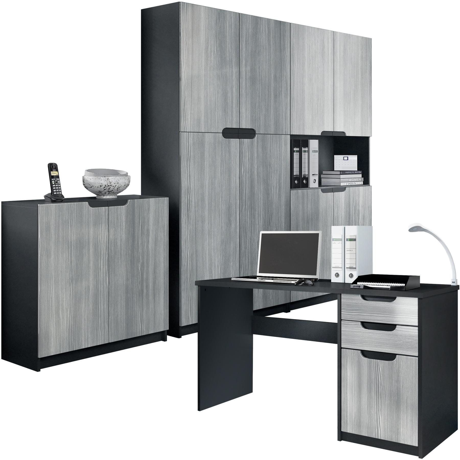 BÜROMÖBELSET Logan Fronten in Avola-Anthrazit - Anthrazit, Holzwerkstoff (246/185/60cm) - Vladon