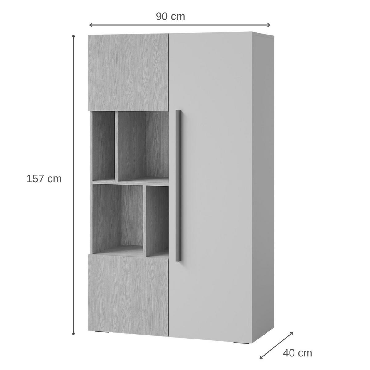 BÜCHERREGAL Largo mit 3 Türen und offenen Fächern, für Jugendzimmer, 90 cm, Kaschmir/Frühlings-Eiche - Kaschmir/Eichefarben, Holzwerkstoff (90/157/40cm) - Beautysofa
