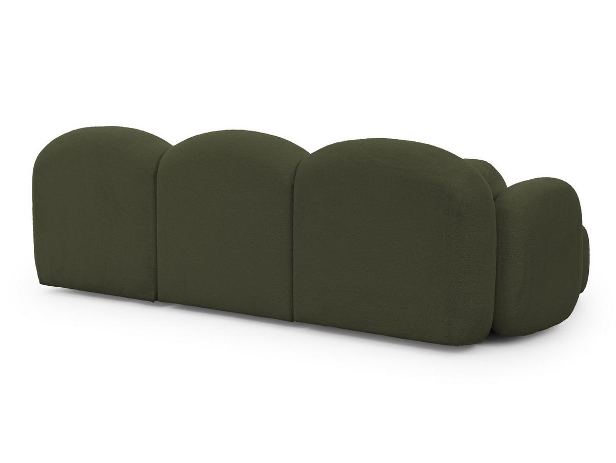 ECKSOFA Nuvola mit abgerundetem Design Grün Bouclé-Stoff - Ottomane Links - Schwarz/Grün, Holz/Kunststoff (268/146cm) - S-Style Möbel
