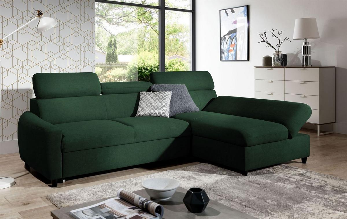 ECKSOFA Schlafsofa Anton Xs In Esito - Dunkelgrün, Holzwerkstoff/Textil (170/260cm) - Fun Möbel