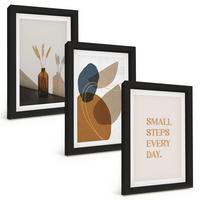 BILDER SET 3er Set - 20x30 cm Schwarzer Rahmen - Set abstrakter Formen - Schwarz, Kunststoff (20/30cm) - TULUP