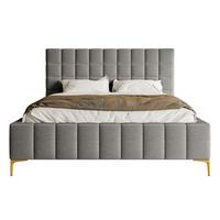 POLSTERBETT Szejlo Grau Chenille 180 cm - Goldfarben/Grau, Textil/Metall (180/200cm) - Selsey