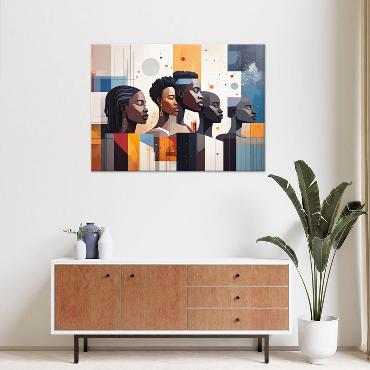 LEINWANDBILD Menschen Afrika Abstrakt 100x70cm - Multicolor, Textil (100/70cm) - Feeby