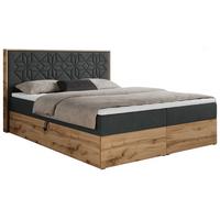BOXBETT NESSI - 160/200 Dunkelgrau Struktur - H4 - Dunkelgrau, Holz/Textil (160/200cm) - MKS