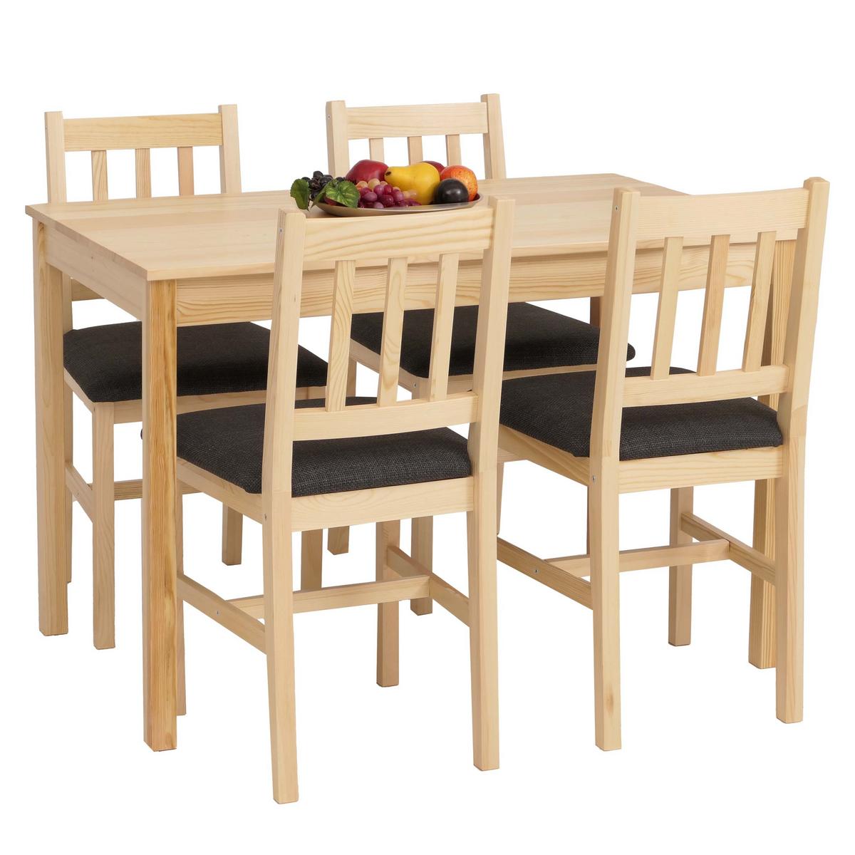 ESSZIMMER-SET Kiefer Dekor - Anthrazit/Kieferfarben, Holz - MCW