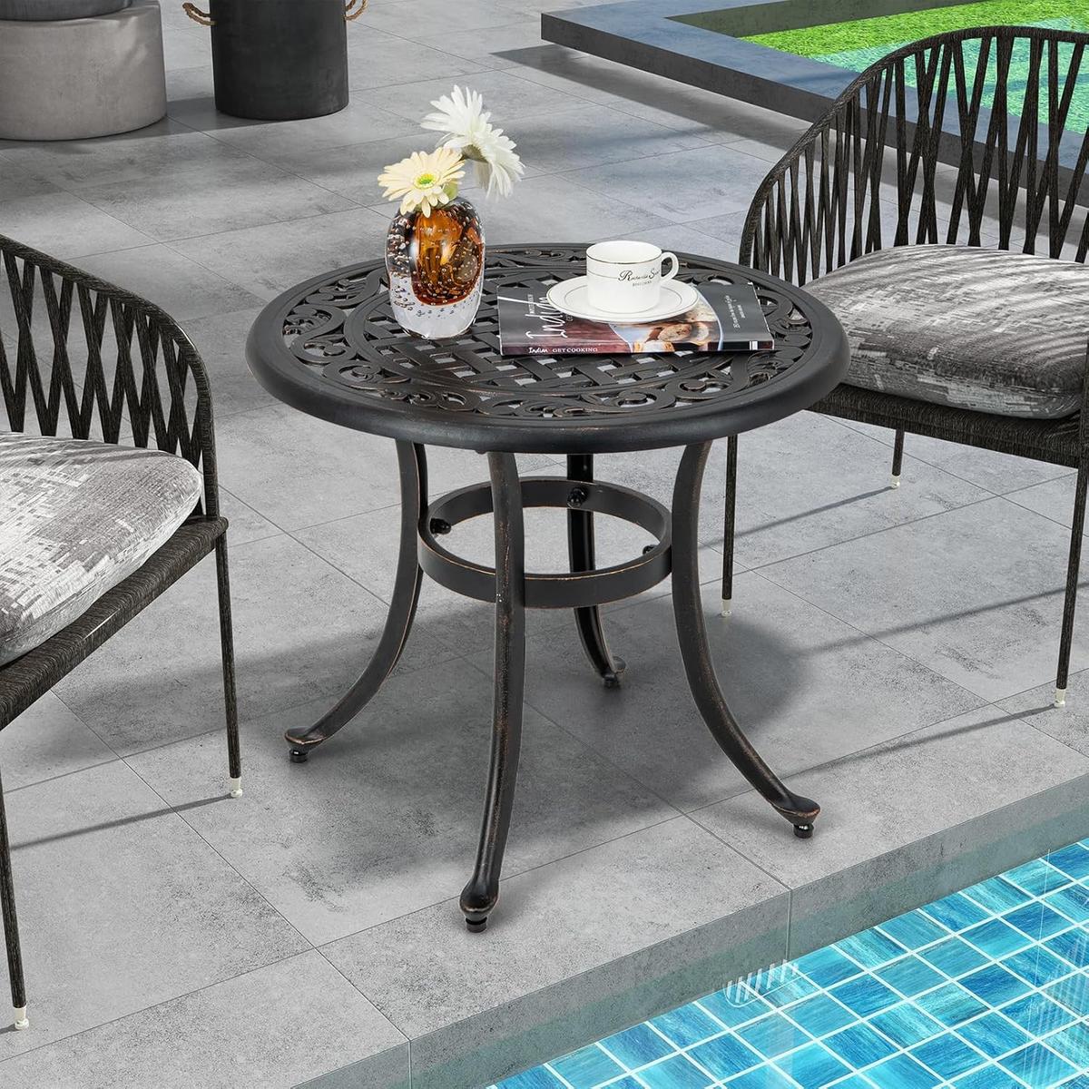 BEISTELLTISCH Antikbraun - Bronzefarben, Metall (60/60/53cm) - COSTWAY