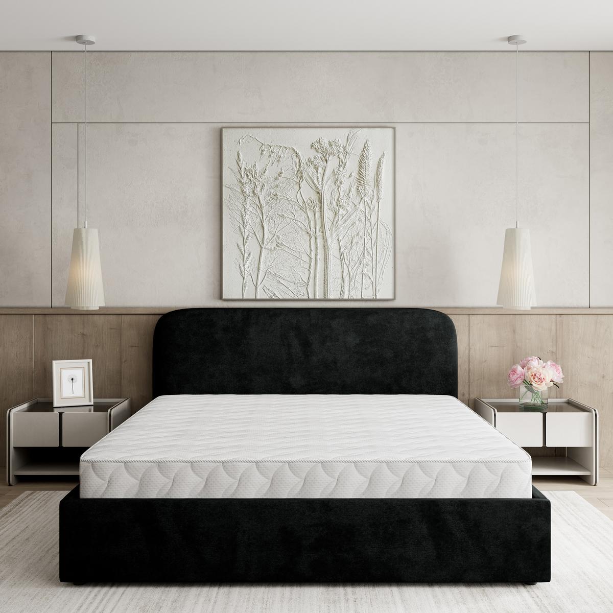 POLSTERBETT RENIVE K 120x200 cm mit Bettkästen - Schwarz - Schwarz, Holz/Textil - MASSENO