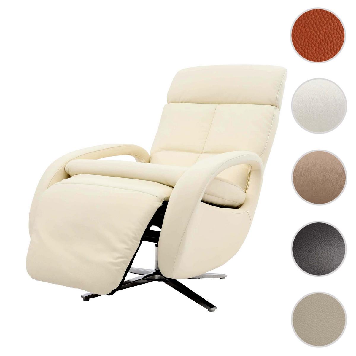 RELAXSESSEL Cremeweiß - Creme/Weiß, Leder (70/109/147cm) - MCW