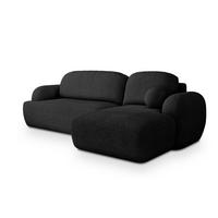 ECKSOFA MODENZA N R-S Schwarz Boucle-Stoff mit Schlaffunktion - Schwarz, Holz/Kunststoff (266/148cm) - MASSENO