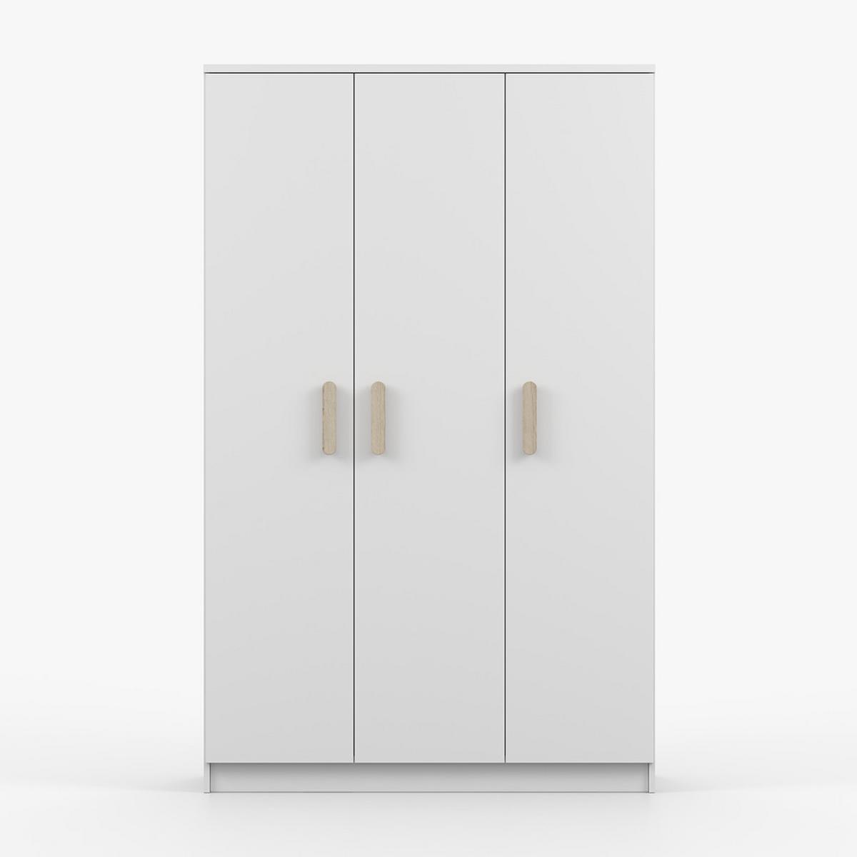 KLEIDERSCHRANK Jonas I 2D 19, 120/192/50, 3-türig, weiß - Weiß/Sonoma Eiche, Holzwerkstoff (120/194/50cm) - imoebel24