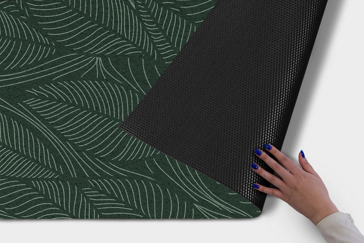 FUSSMATTE 150 x 100 cm Flora Muster - Waldgrün, Textil (150/100cm) - TULUP