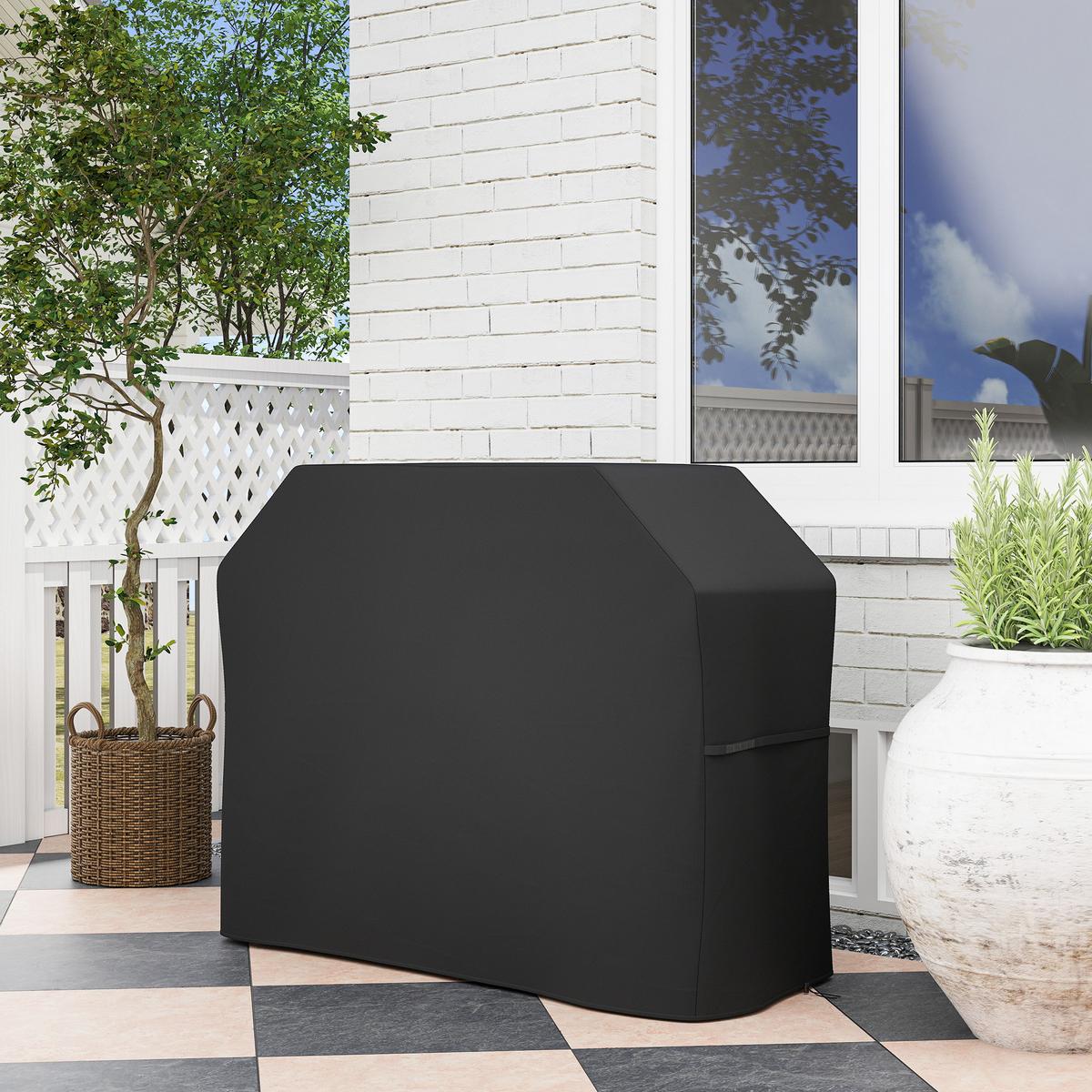 GRILLABDECKUNG Polyester Schwarz - Schwarz, Textil (61/120/147cm) - Outsunny