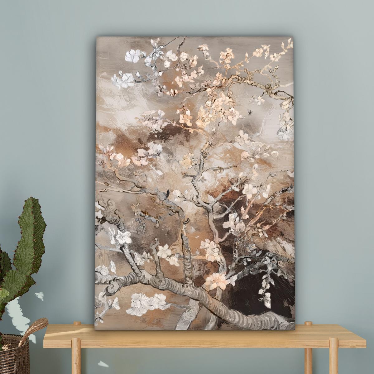 LEINWANDBILD Mandelblüte - Kunst - Van Gogh - Beige - Abstrakt Wanddeko 40x60 cm - Braun, Textil (40/60cm) - MuchoWow