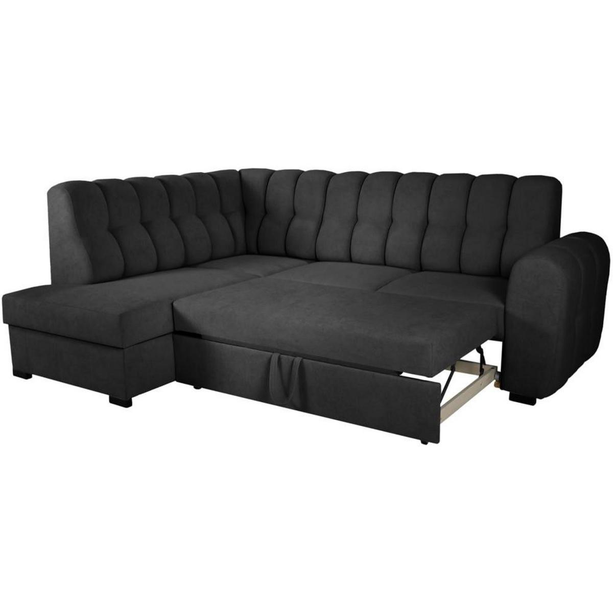 ECKSCHLAFSOFA Zoja links schwarz - Schwarz, Textil (261/193cm) - Beautysofa