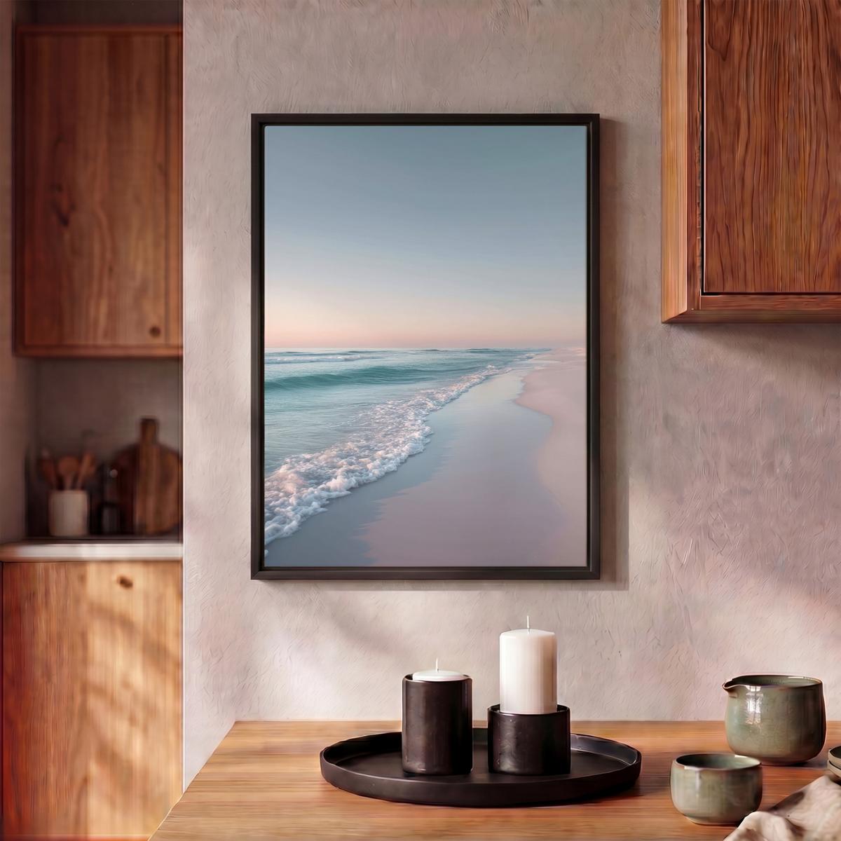 LEINWAND Bilder mit Rahmen - Küstenlinie - Pastell - Wasser - 30x40 - Pastellblau, Textil (30/40cm) - MuchoWow