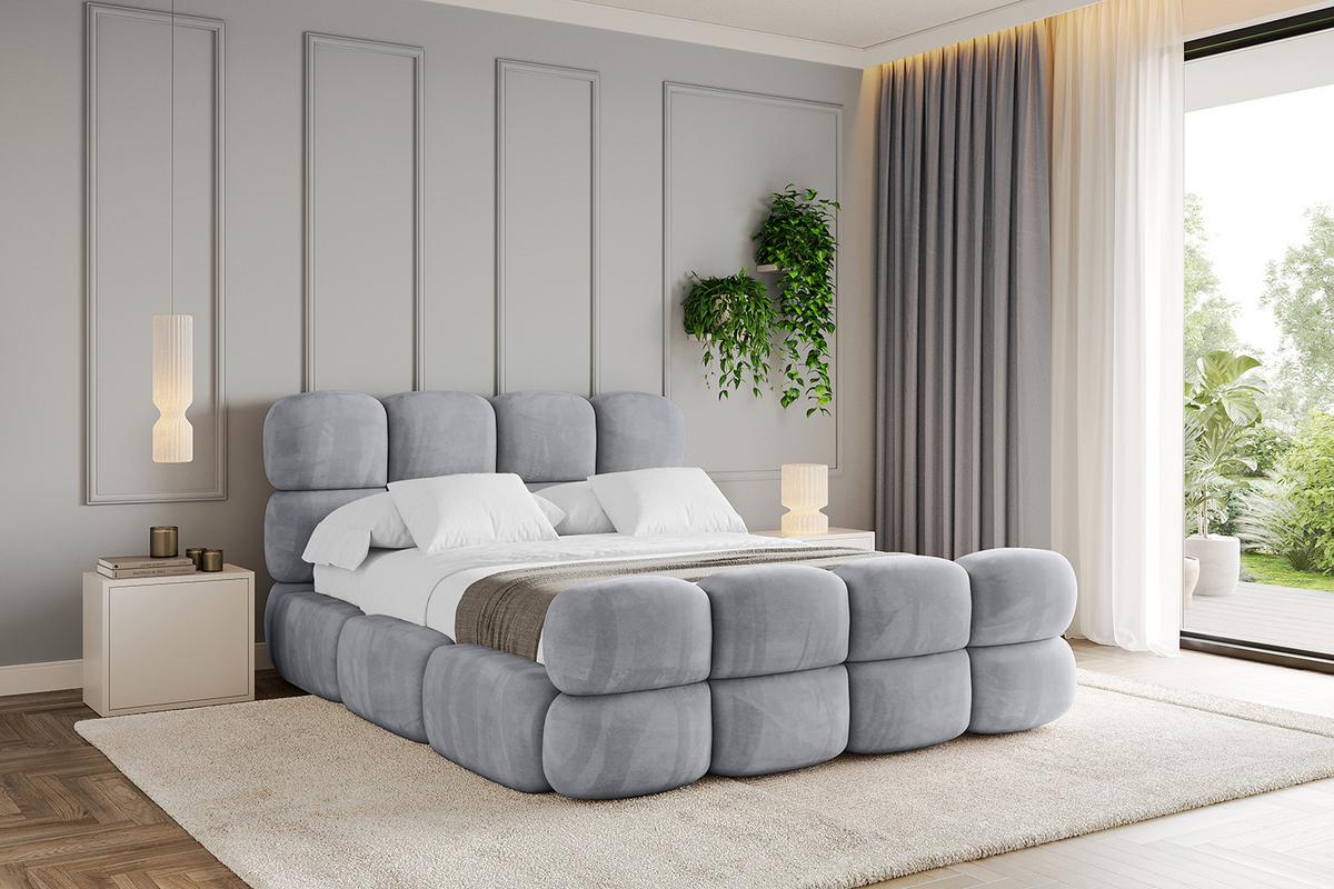 POLSTERBETT mit Bettkasten, Fußteil und Lattenrost, Bett mit Matratze H3/H4 - NOMA-Z 180x200 Hellgrau - Hellgrau, Holzwerkstoff/Textil (180/200cm) - ALTDECOR