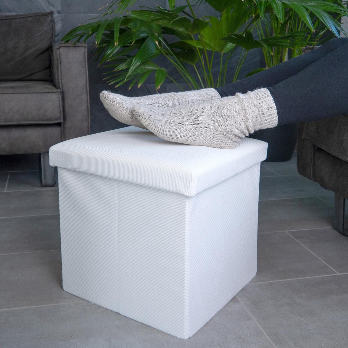 FALTBARER SITZHOCKER - Weiß, Textil (38/38/38cm) - Intirilife