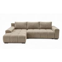 ECKSOFA Ovia mit Bettkasten und Schlaffunktion, Bouclé-Stoff in L-Form - Cappuccino, Textil (270/185cm)