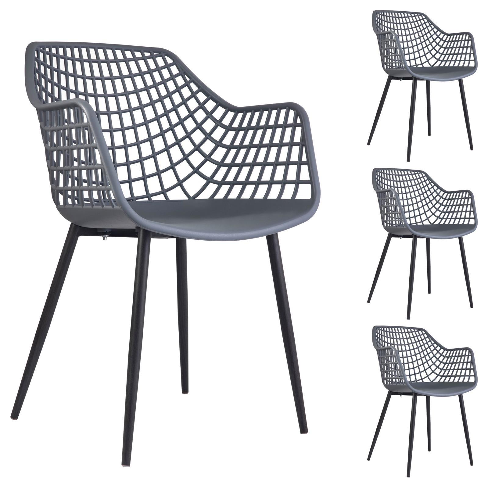 GARTENSTUHL LUCIA 4er-Set dunkelgrau - Dunkelgrau, Textil (56/84/55cm) - IDIMEX