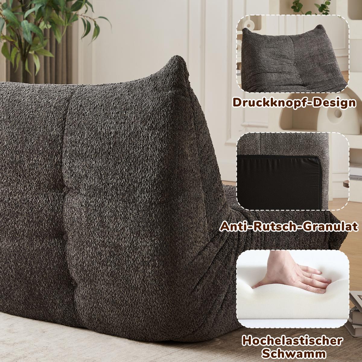 SITZSACK Ergonomischer aus Chenille & Memory-Schaum, Montagefrei - Grau, Textil (94/71/101cm) - Urban Meuble