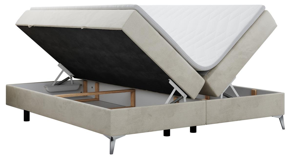BOXBETT LESS 120/200 Beige Velvet - H4 - Beige, Holz/Textil (120/200cm) - MKS
