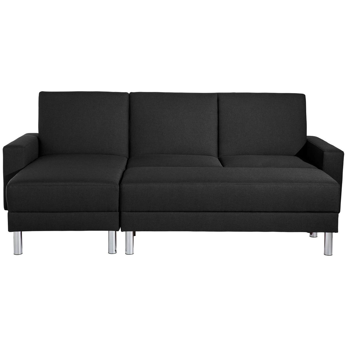 FUNKTIONSSOFA mit Hocker Katryna Flachgewebe schwarz - Schwarz, Kunststoff (144/92/230cm) - 58aufmkessel