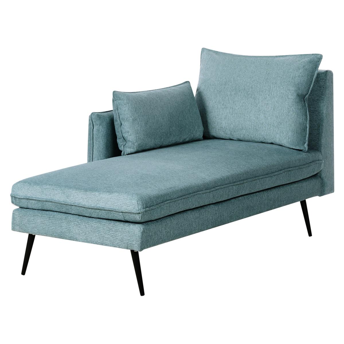 CHAISELONGUE-RECHTSSEITIGE Stoff Hellblau Yerres - Blau/Schwarz, Textil (168/79/87cm) - Beliani