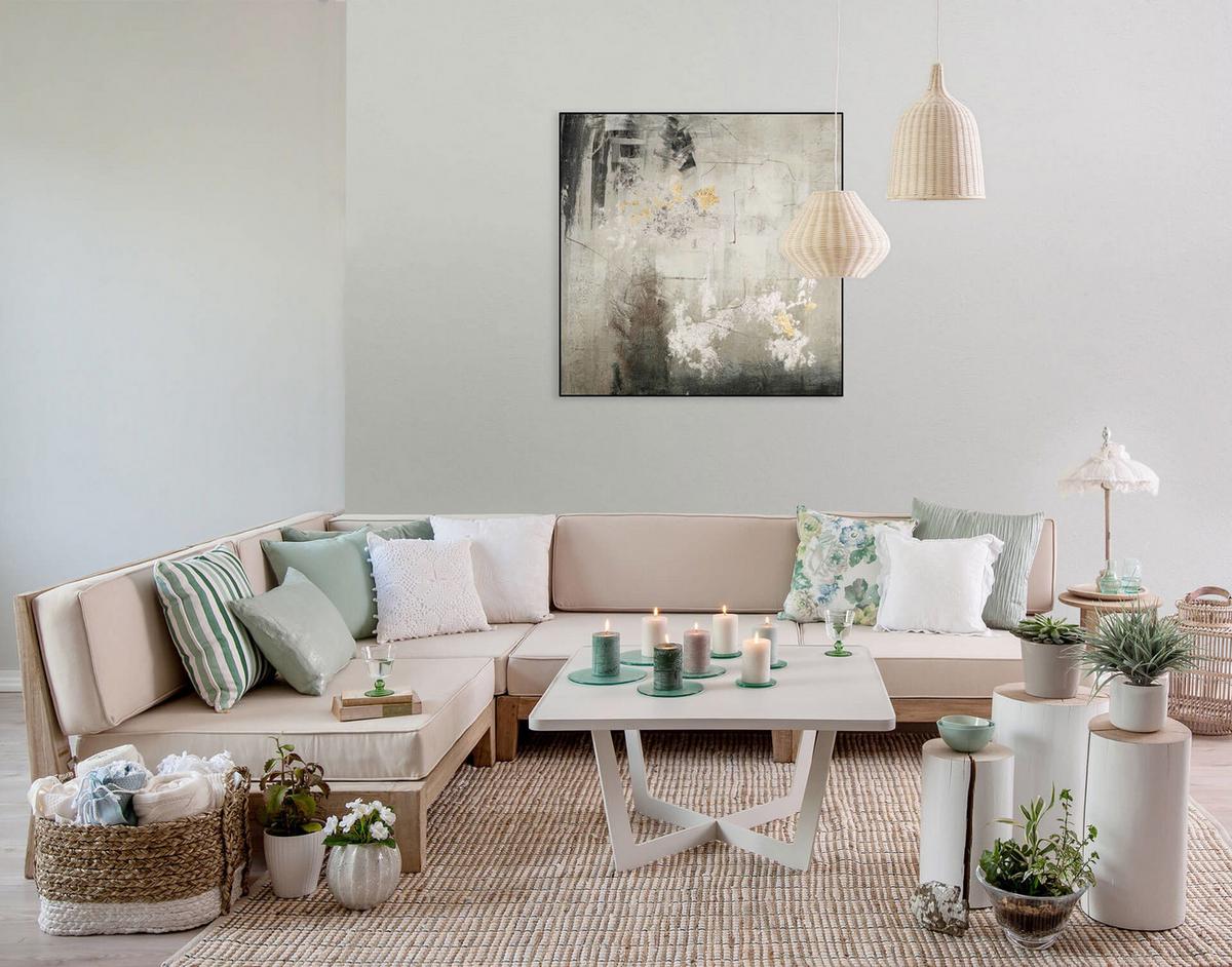 ÖLGEMÄLDE 80/80 cm - Grau, Holz/Textil (80/80cm) - KUNSTLOFT