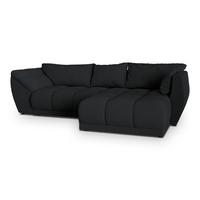 ECKSOFA ORENTI R-S Schwarz Boucle-Stoff mit Schlaffunktion - Schwarz, Holz (287/182cm) - MASSENO