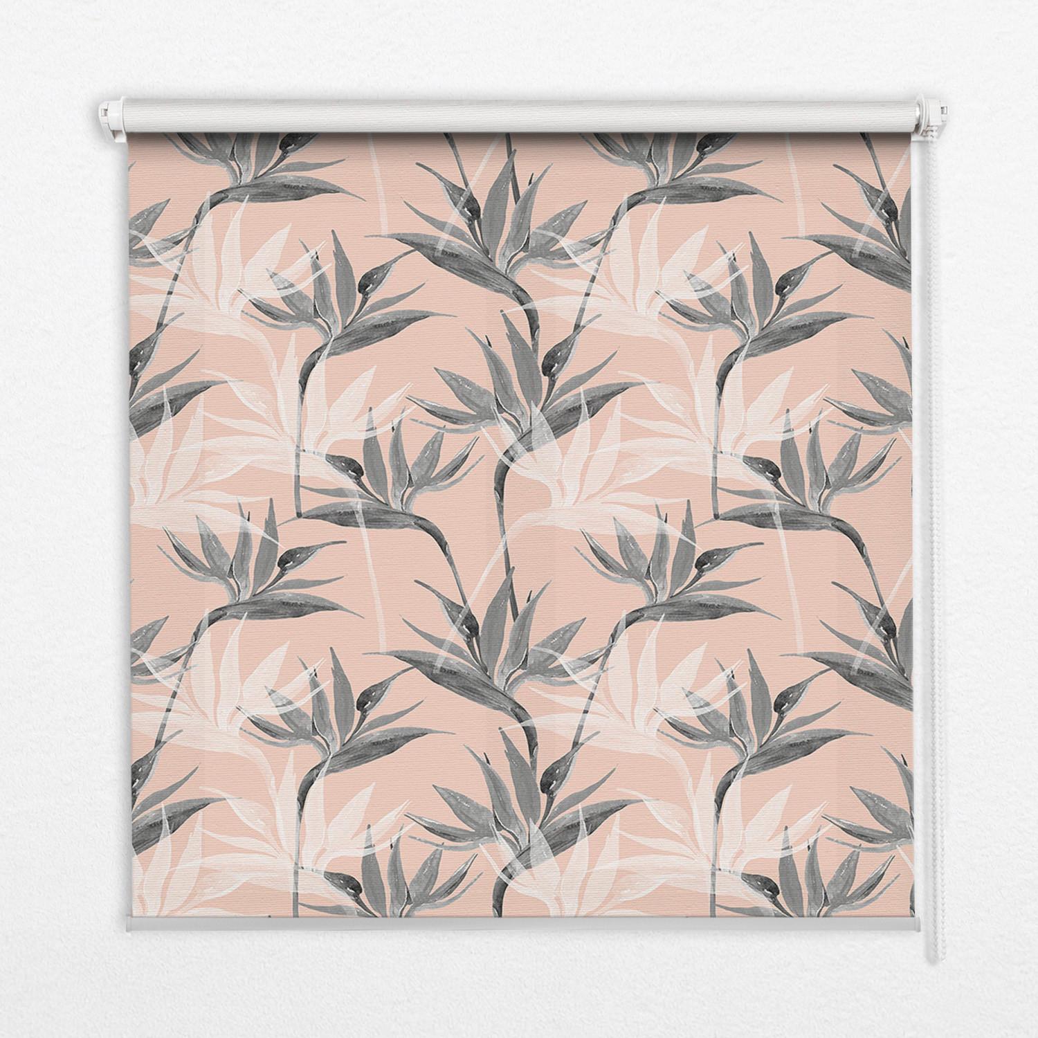 INNENROLLO - Fensterrollo - Rollo - 100x140 cm - Graue Blumen - Grau, Kunststoff (100/140/0.5cm) - TULUP