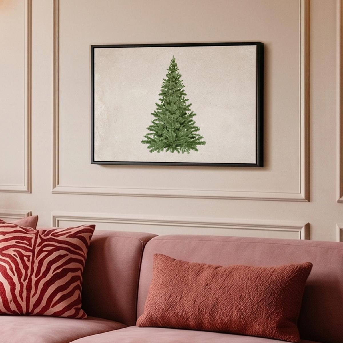 LEINWAND Bilder mit Rahmen - Weihnachtsbaum - Grün - Weihnachten - Feiertage - 60x40 - Olivgrün, Textil (60/40cm) - MuchoWow