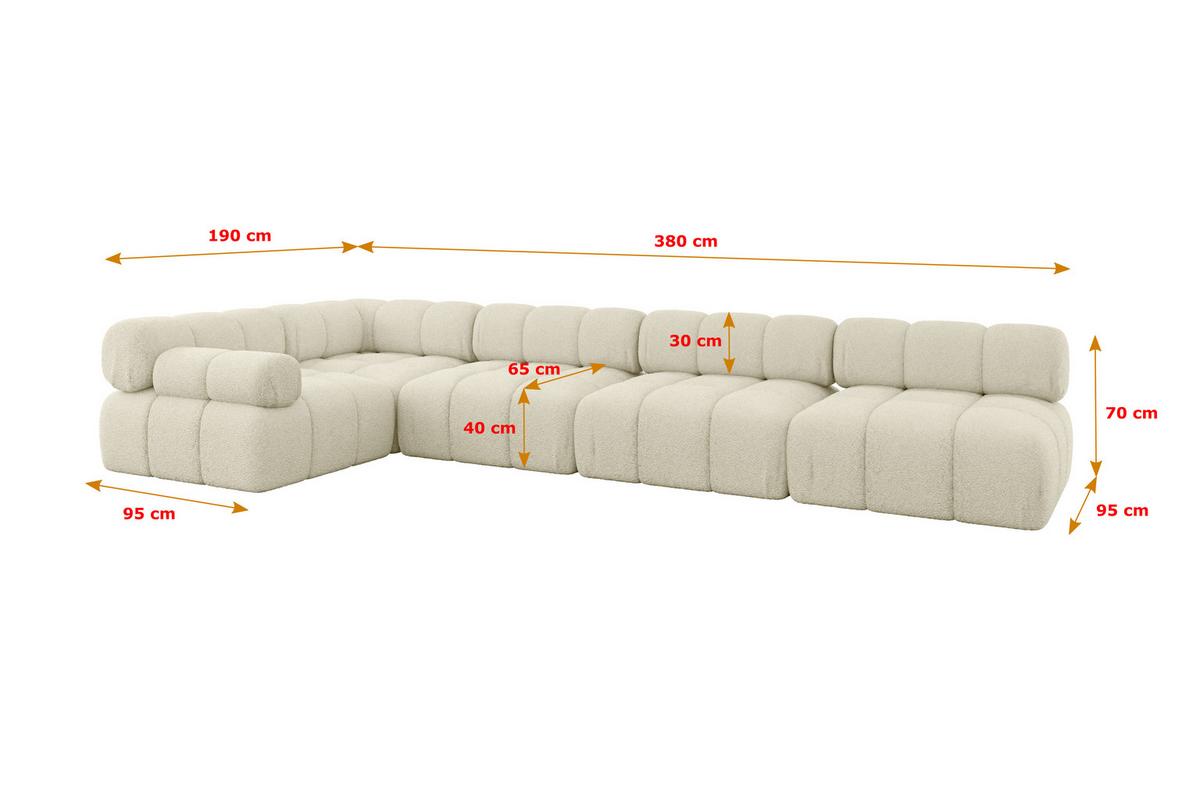 ECKSOFA modulares Sofa Mende-L3 - 380x190x70 cm Beige Bouclé - Beige, Holzwerkstoff/Textil (380/190cm) - ALTDECOR