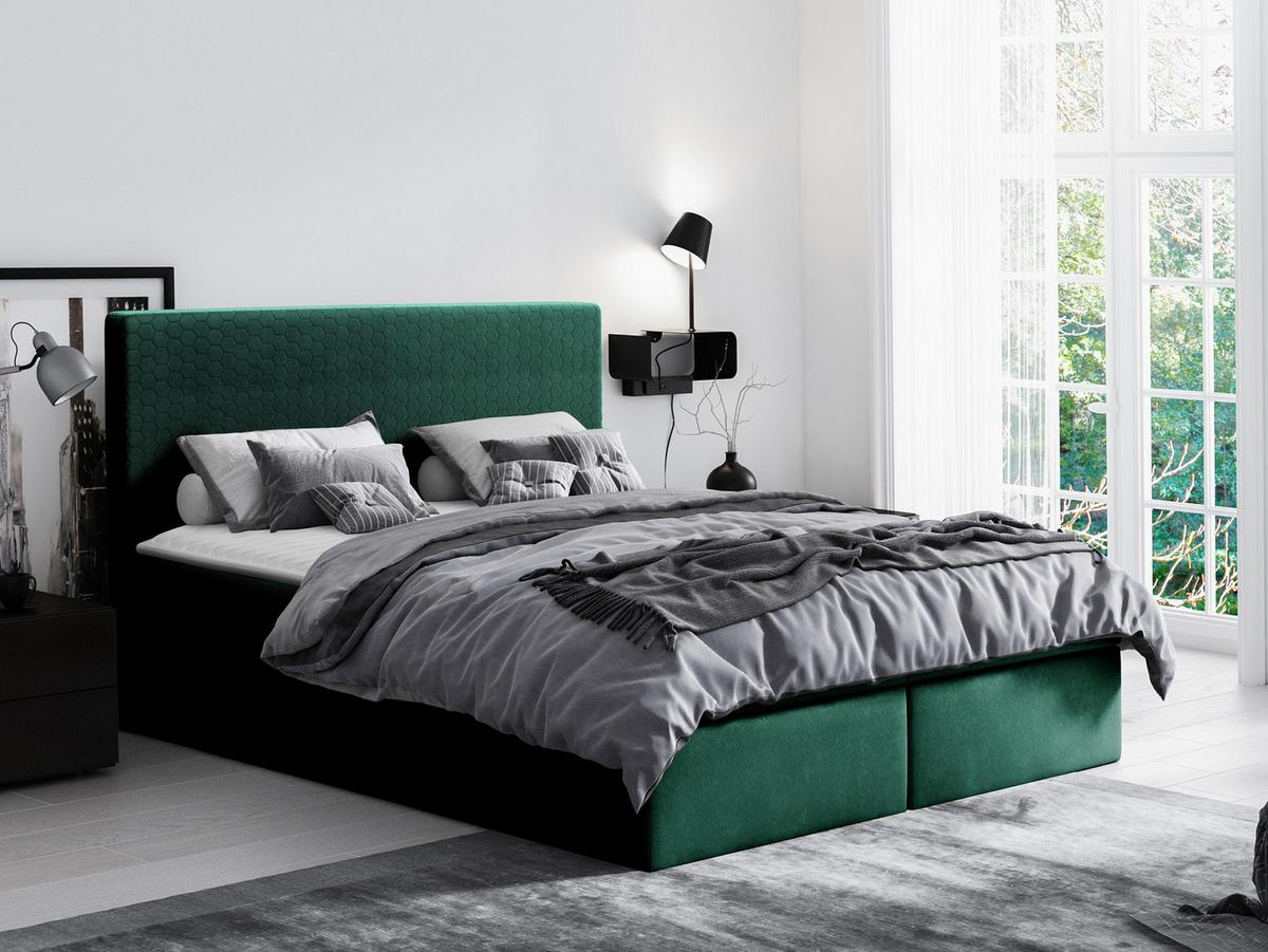 BOXBETT Cosmo - H3 - Grün, Holz (160/200cm) - MIRJAN24