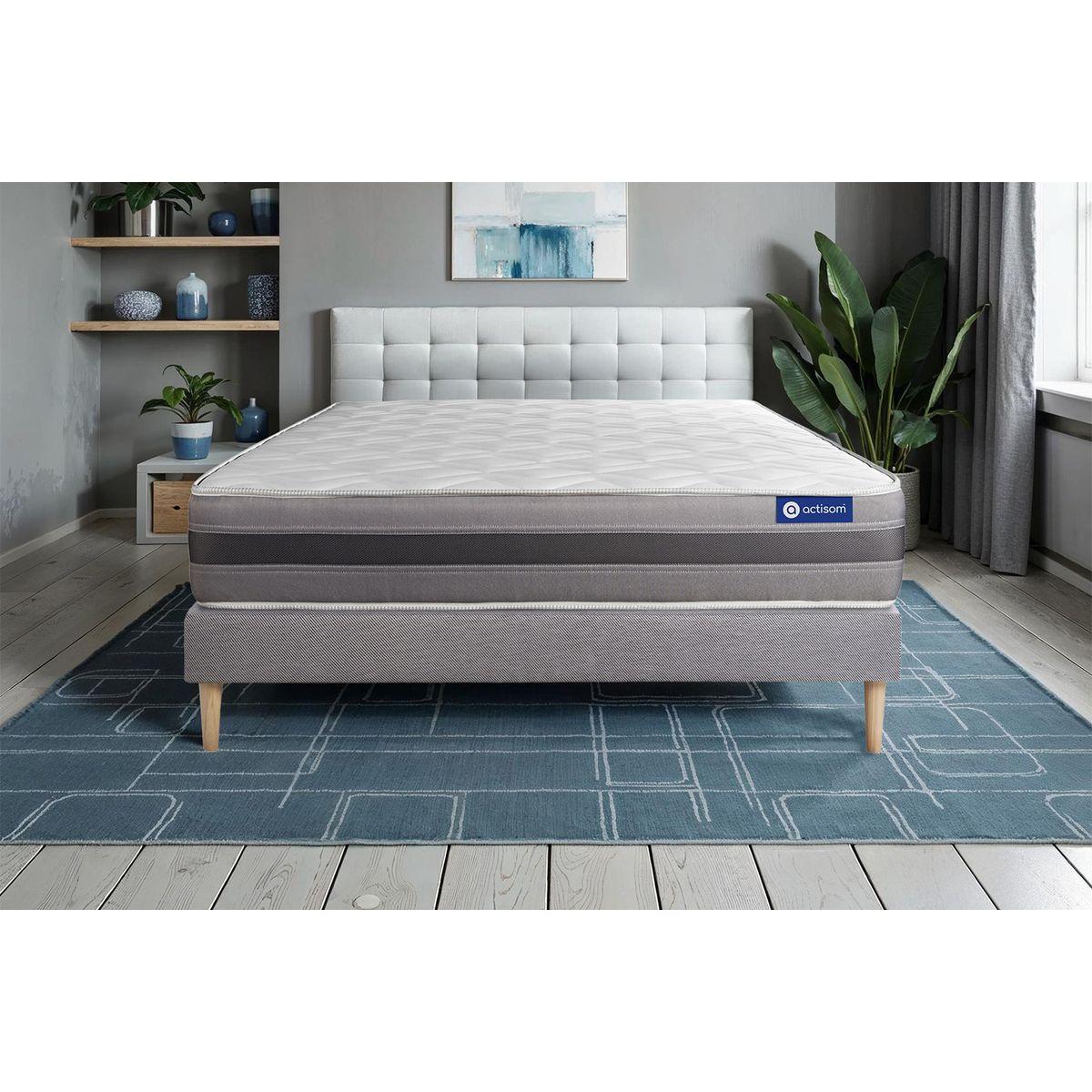 BETT Actiflex relax Taschenfederkern und Memory-Schaum 120 x 220 cm h1 - Kit Bettgestell Grau - Beige/Grau, Karton/Holz (120/220cm) - ACTISOM