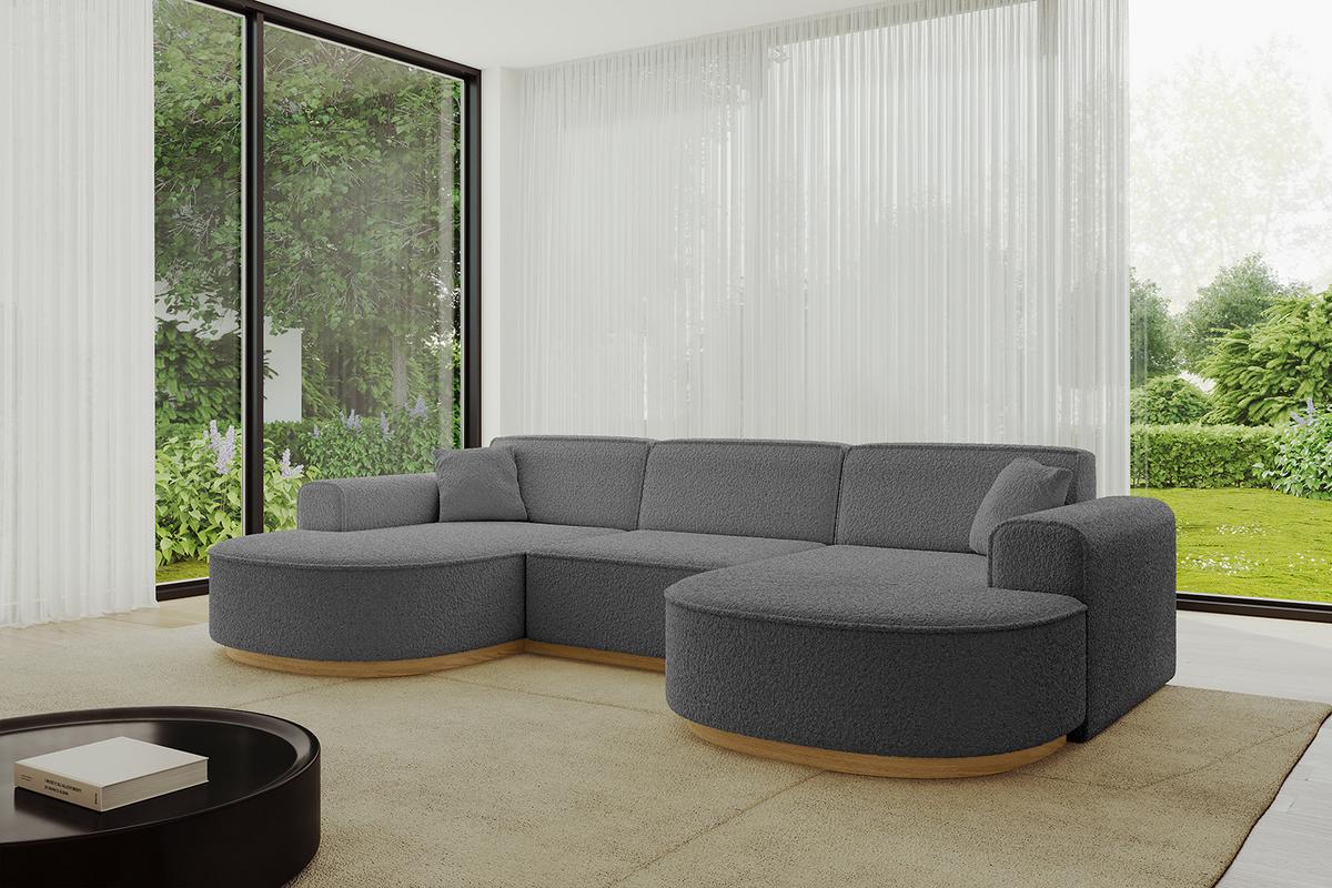WOHNLANDSCHAFT MARI-U1-v2 - 303x171x83 cm Grau Bouclé - Grau, Holzwerkstoff/Textil (303/83/171cm) - ALTDECOR