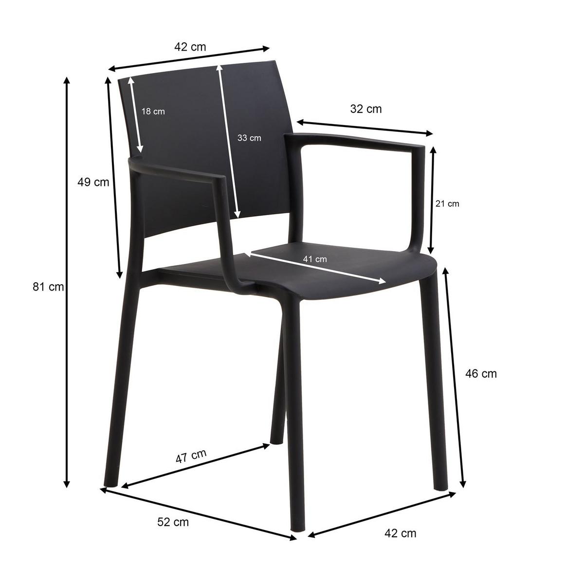 GARTENSTÜHLE TERRA 4er-Set schwarz - Schwarz, Textil (55/81/52cm) - IDIMEX