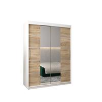 SCHWEBETÜRENSCHRANK 200/150/62 2-türig - Silberfarben/Weiß, Holz/Kunststoff (150/200/62cm) - MÖBEL KRYSPOL