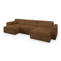 WOHNLANDSCHAFT FENTO Kupferfarben Kordstoff mit Schlaffunktion - Kupferfarben, Holz (347/90/148cm) - MASSENO