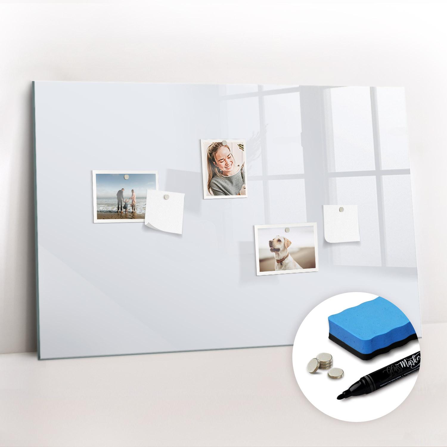 MAGNETTAFEL 90x60 Weiß schwarzer Marker - Weiß, Glas (90/0.4/60cm) - TULUP