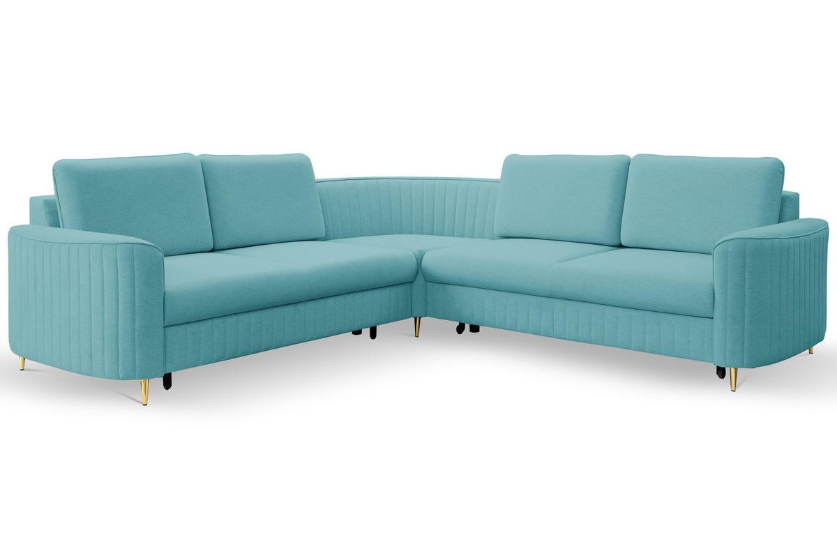 ECKSOFA VELA R-S Grün Velours-Stoff mit Schlaffunktion - Grün, Holz (251/251cm) - MASSENO
