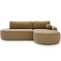 ECKSOFA Aurio O Bouclé-Stoff Hellbraun Rechts - Hellbraun, Holz/Textil (271/177cm) - Graingold