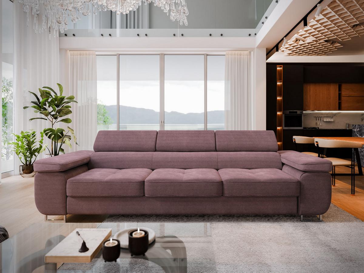 BETTSOFA MOSINE Lila Kordstoff mit Schlaffunktion - Lila, Textil (281/87/98cm) - MASSENO
