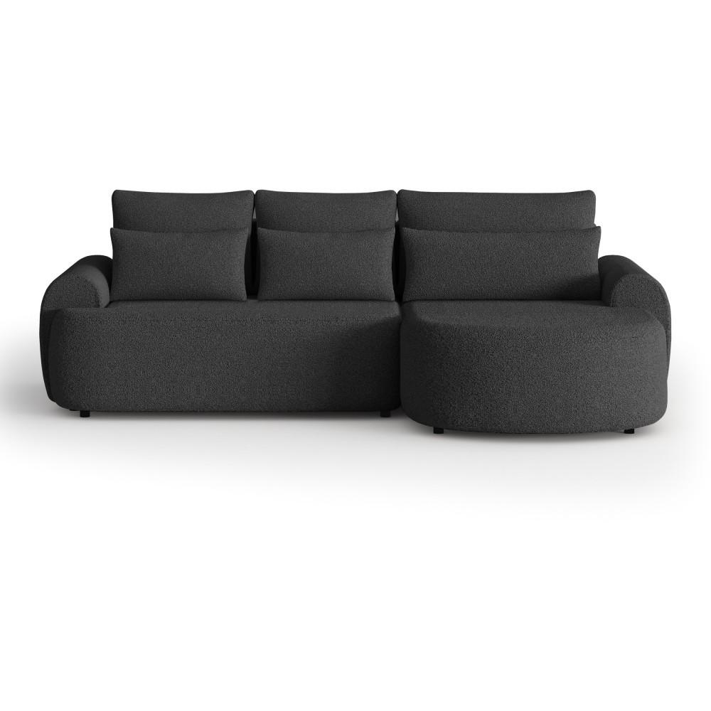 ECKSCHLAFSOFA Olivio L Schwarz, rechts - Schwarz, Kunststoff/Textil (266/170cm) - Beautysofa