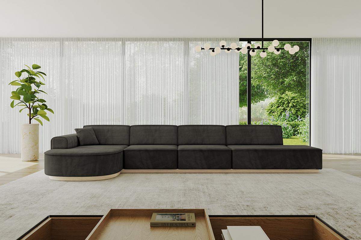 ECKSOFA Ottomane Links ARRIO-L3 - 413x171x83 cm Schwarz - Schwarz, Holzwerkstoff/Textil (413/171cm) - ALTDECOR