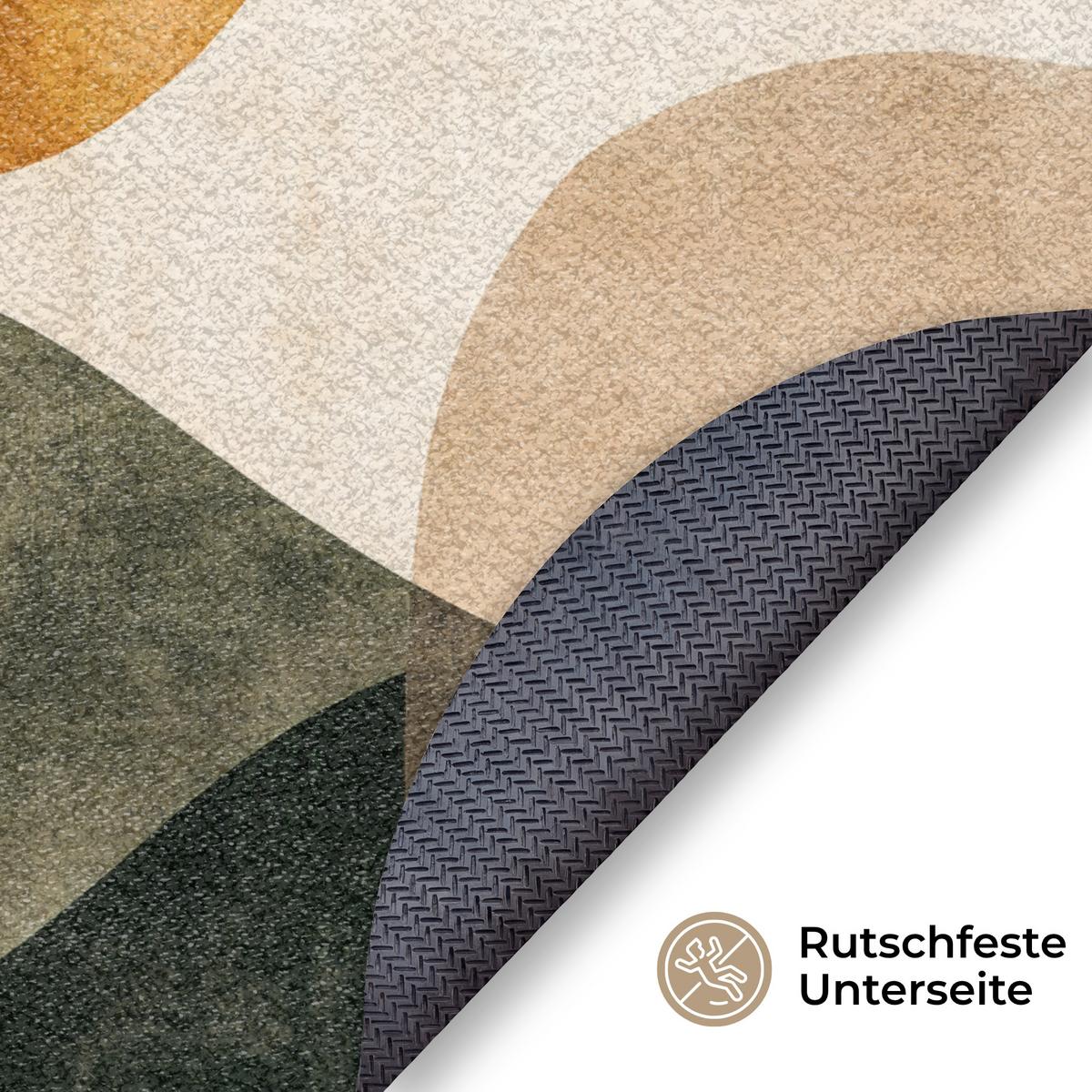 FUSSMATTE Formen - Ockergelb - Abstrakt Flurteppich 90x90 cm - Multicolor, Kunststoff (90/0.4cm) - MuchoWow
