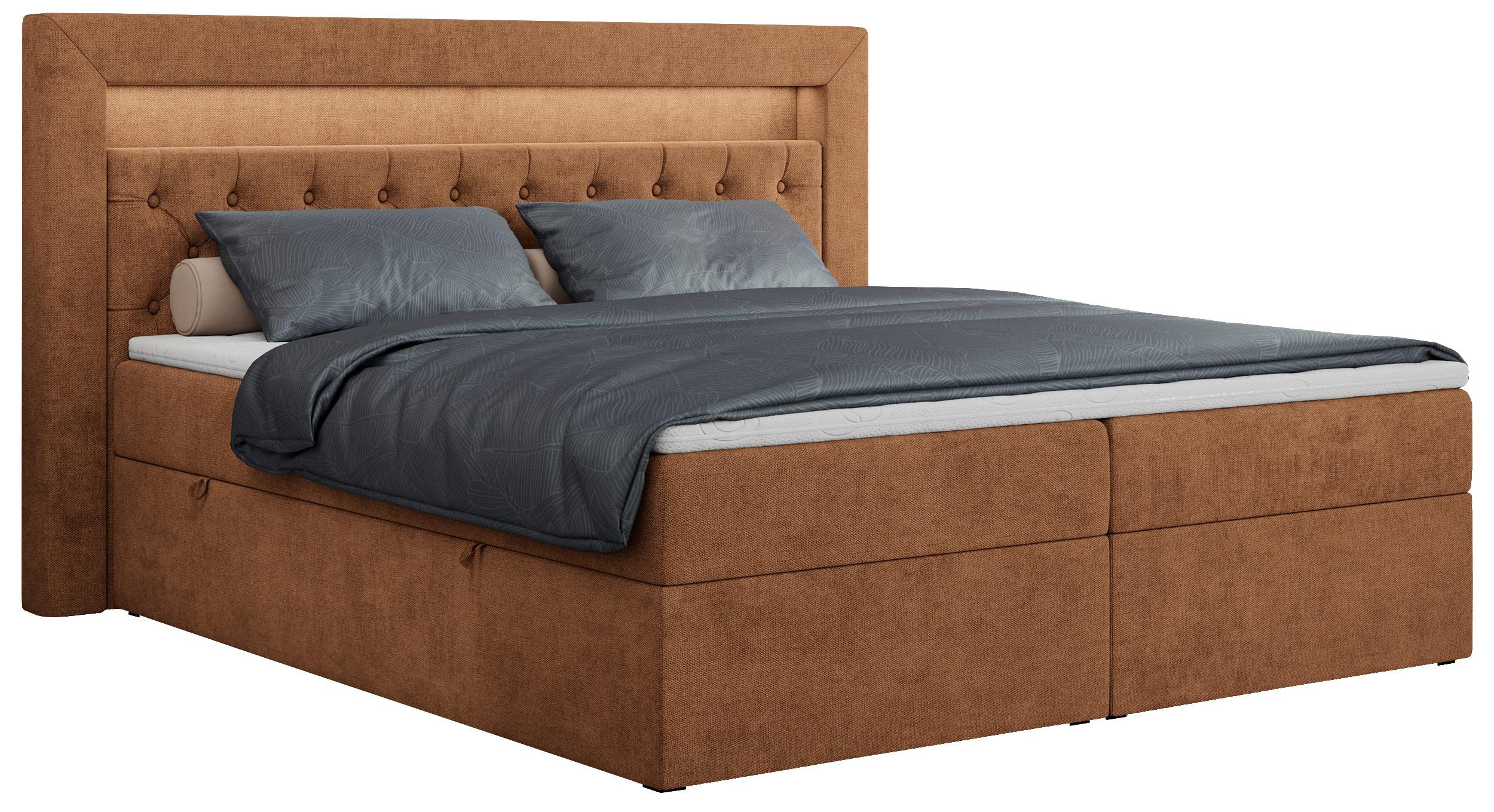 BOXBETT GOLD-6 LED 120/200 Orange Struktur - H4 - Orange, Holz/Textil (120/200cm) - MKS