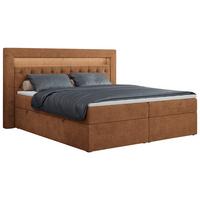 BOXBETT GOLD-6 LED 160/200 Orange Struktur - H3 - Orange, Holz/Textil (160/200cm) - MKS